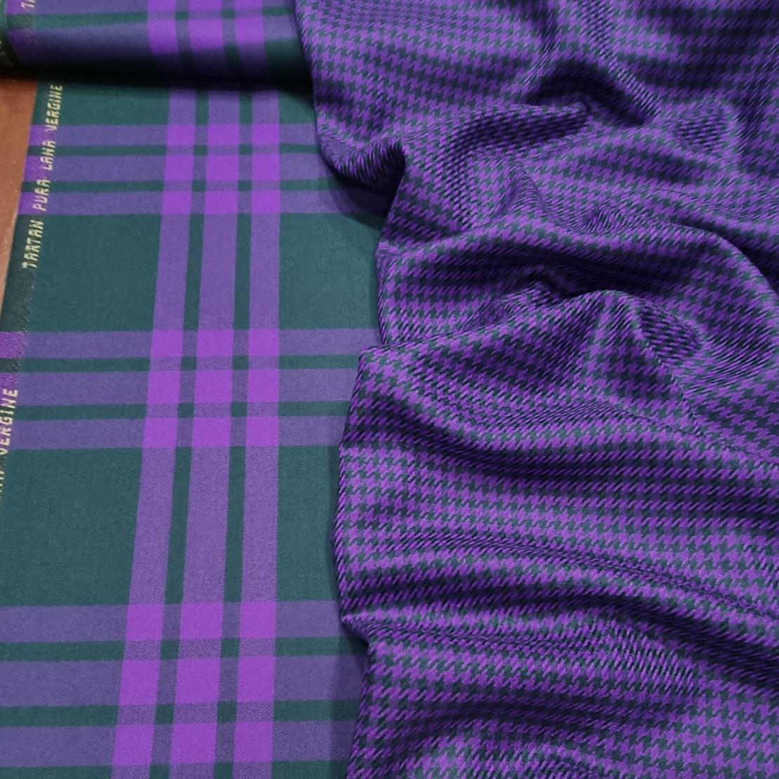 LANA CHECK VIOLA-VERDE - immagine 3