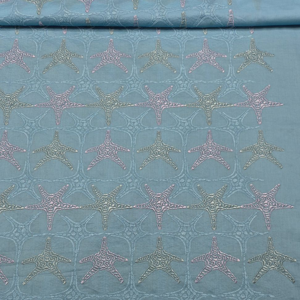 COTONE RICAMO MARINA - ULTIMO TAGLIO 1.45 METRI - immagine 3