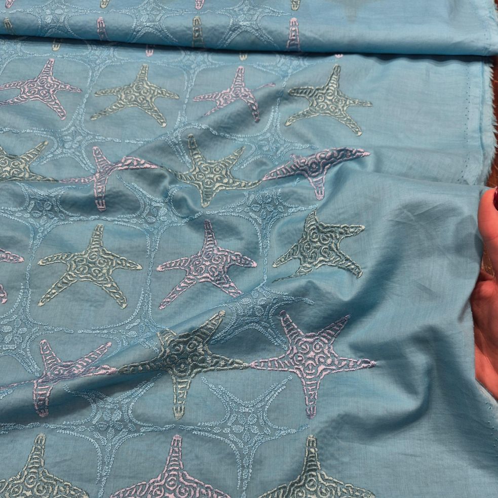 COTONE RICAMO MARINA - ULTIMO TAGLIO 1.45 METRI - immagine 2