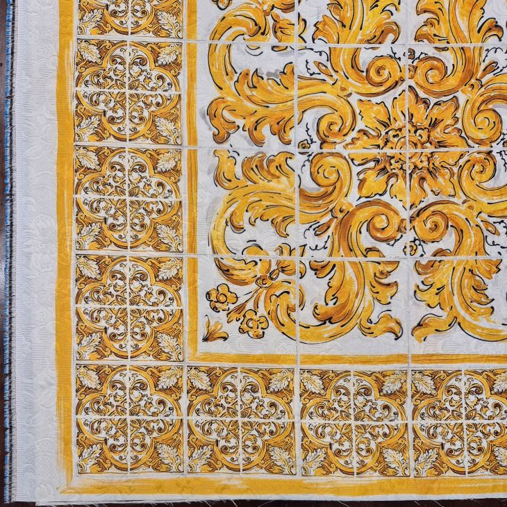 COTONE BROCCATO MAIOLICA GIALLO - immagine 5