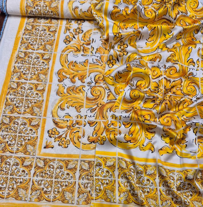 COTONE BROCCATO MAIOLICA GIALLO - immagine 6