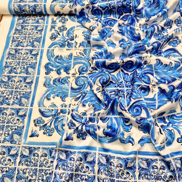 SETA MAIOLICA BLU - immagine 5