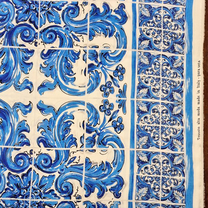 SETA MAIOLICA BLU - immagine 2