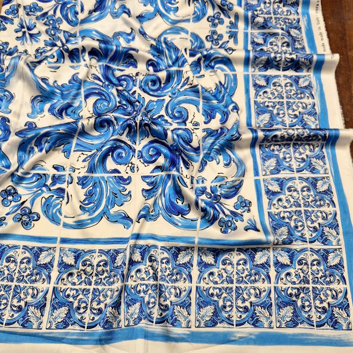 SETA MAIOLICA BLU - immagine 3