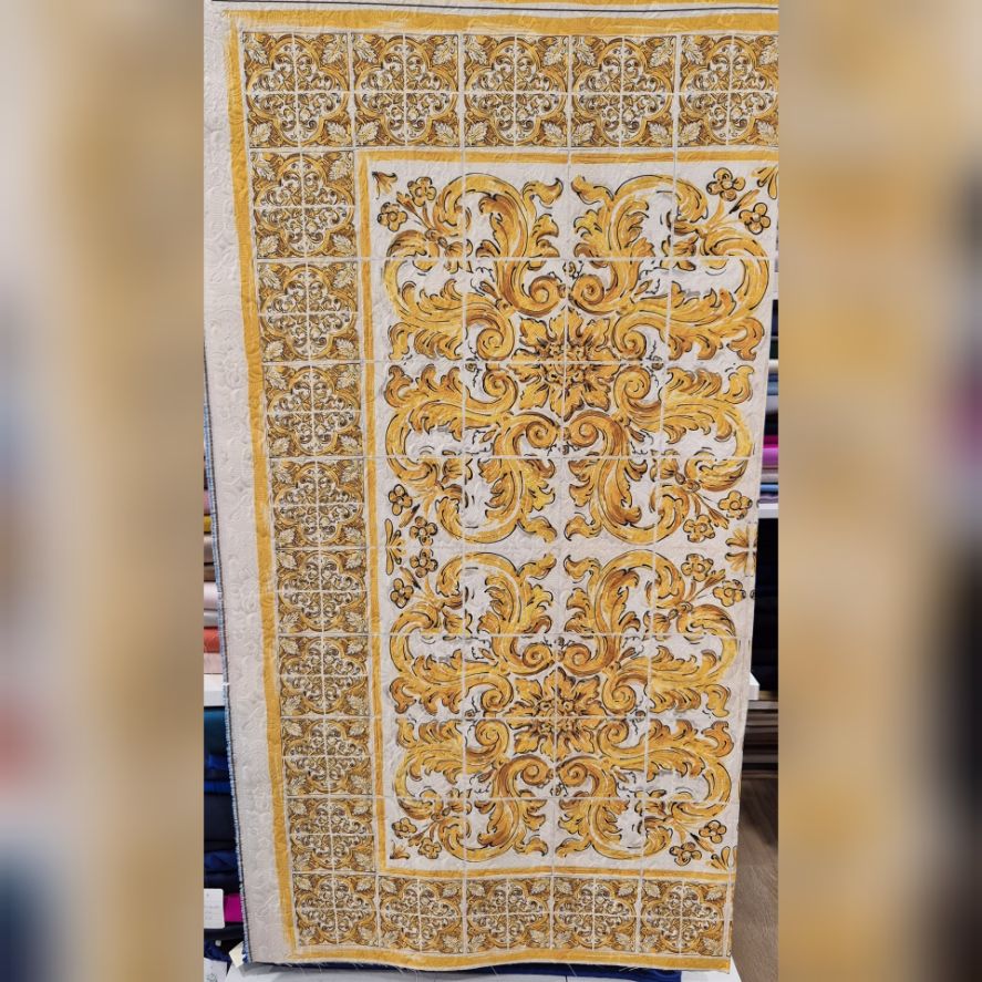 COTONE BROCCATO MAIOLICA GIALLO - immagine 2