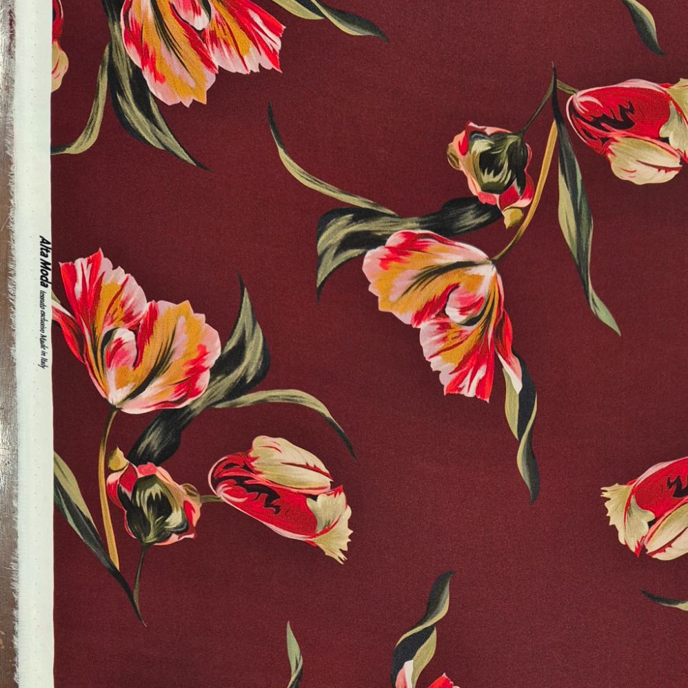 SETA BURGUNDY FLOWER - immagine 2