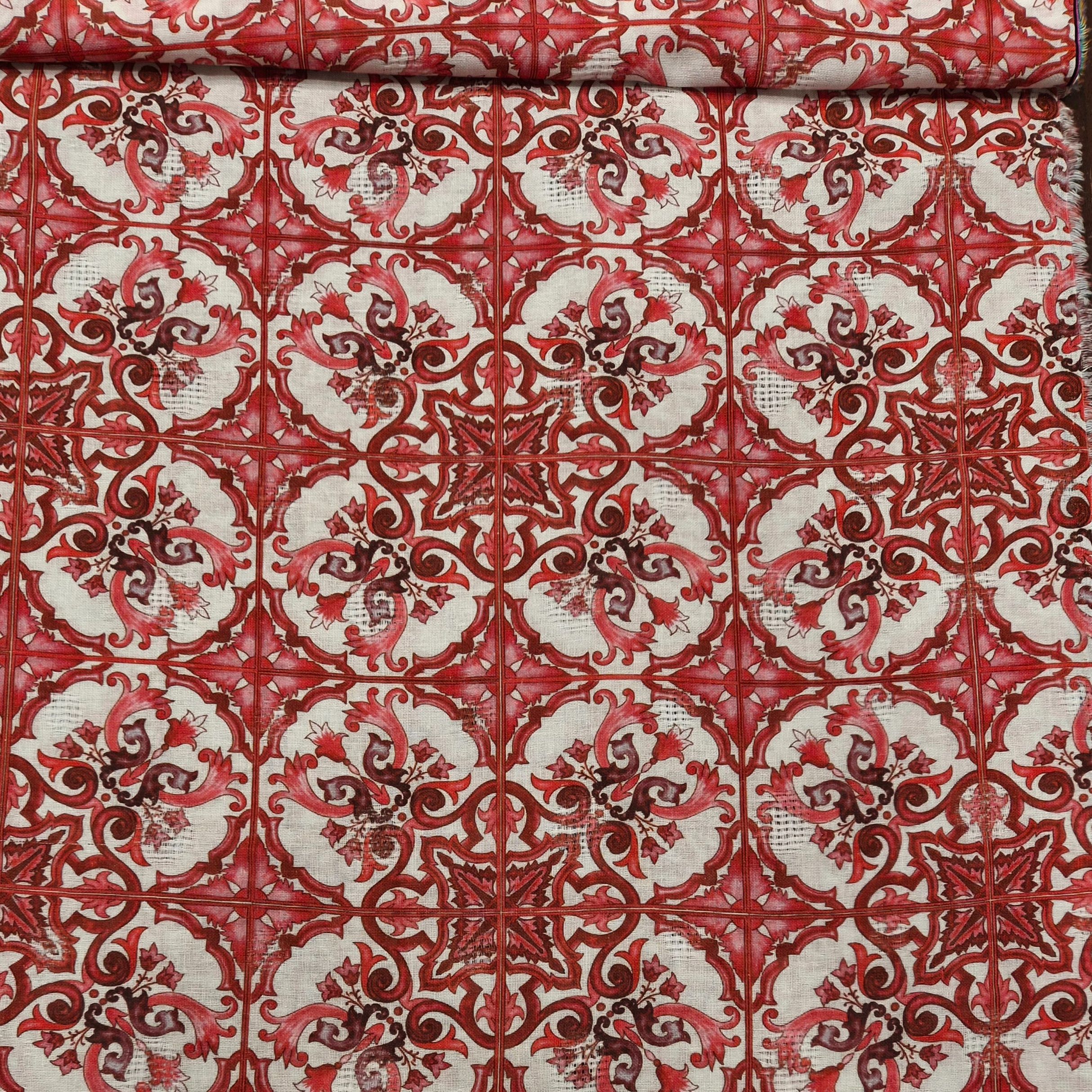 LINEN-COTTON RED MAJOLICA - LAST 1.2 METERS