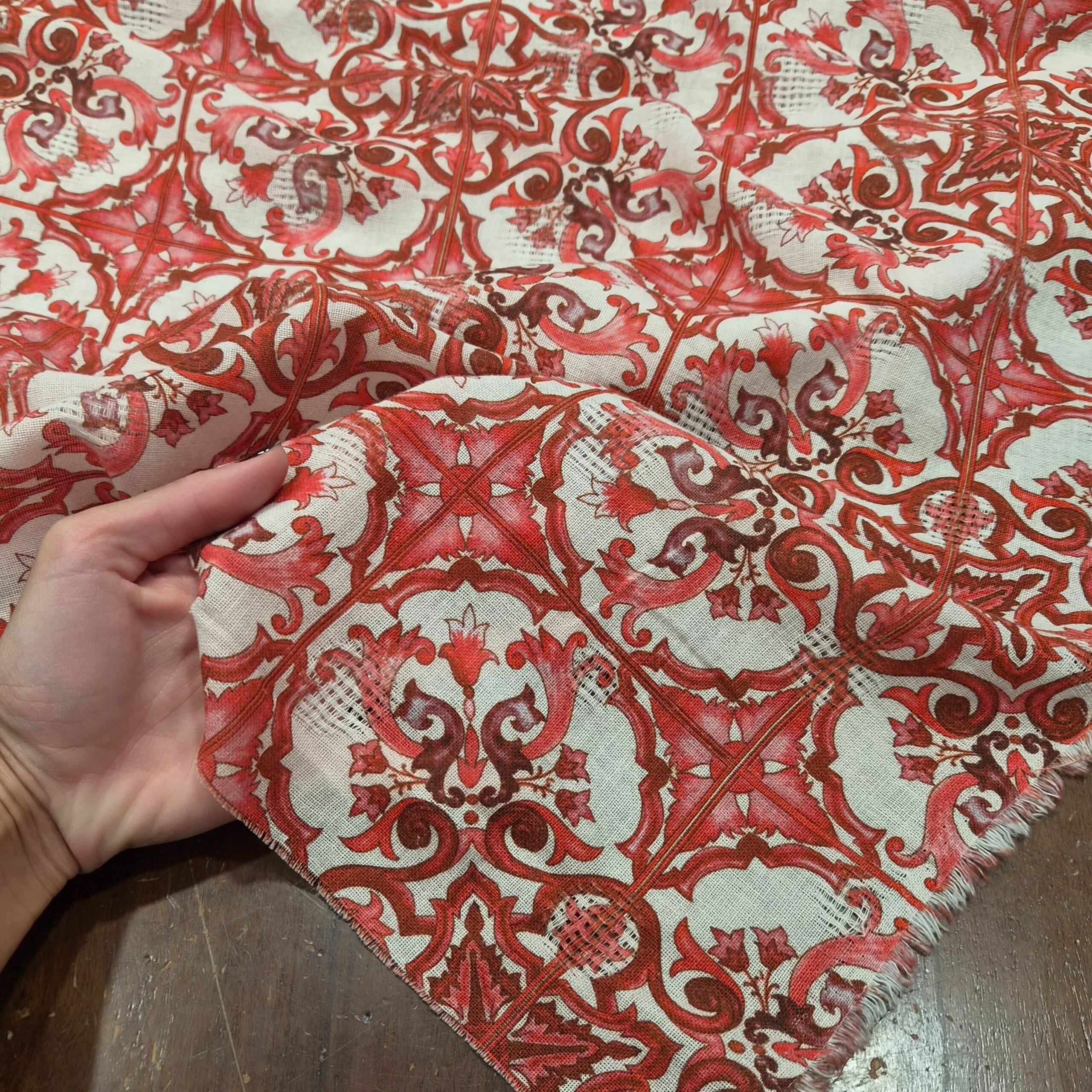 LINEN-COTTON RED MAJOLICA - LAST 1.2 METERS - Image 2