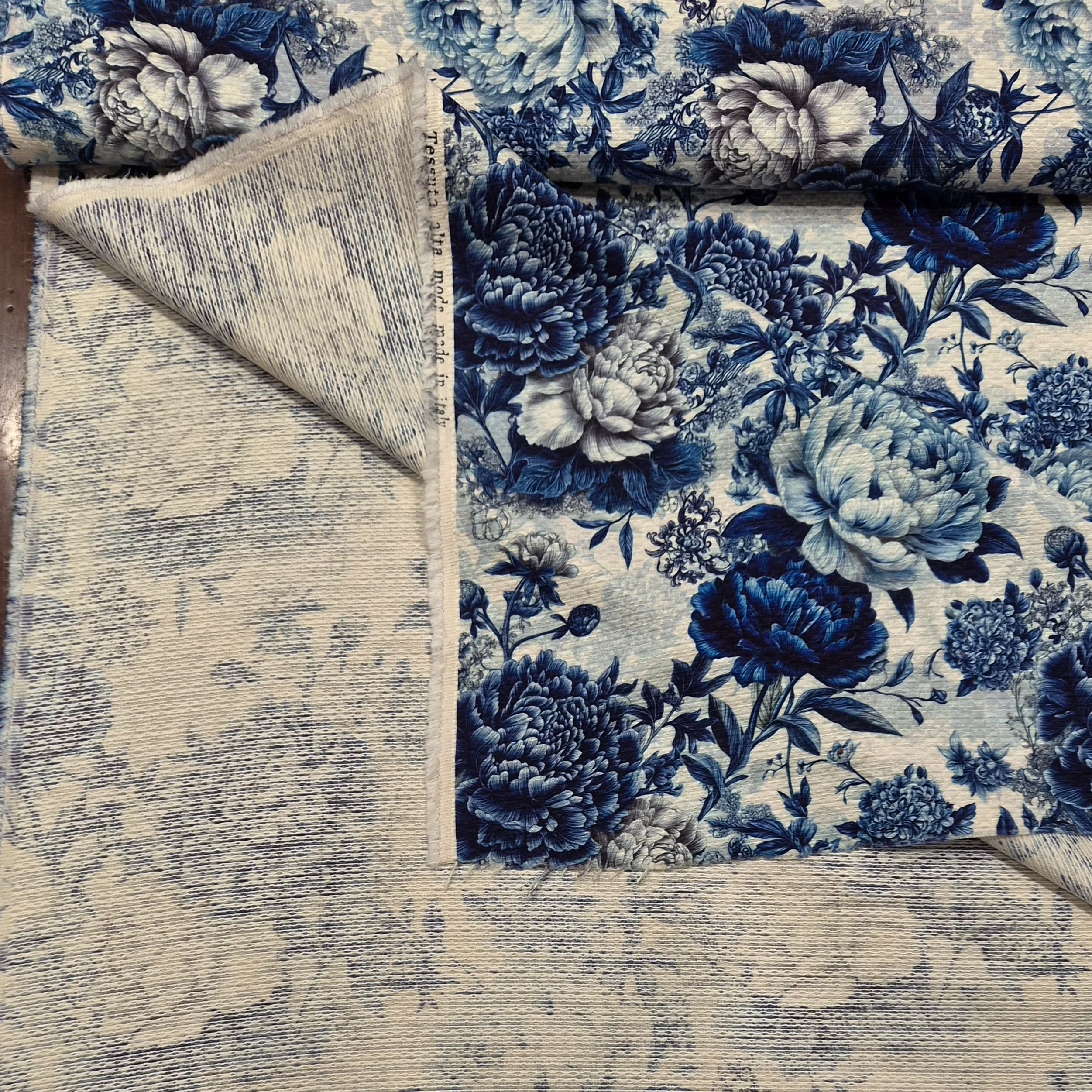 JACQUARD COTONE-SETA BLUE - immagine 3